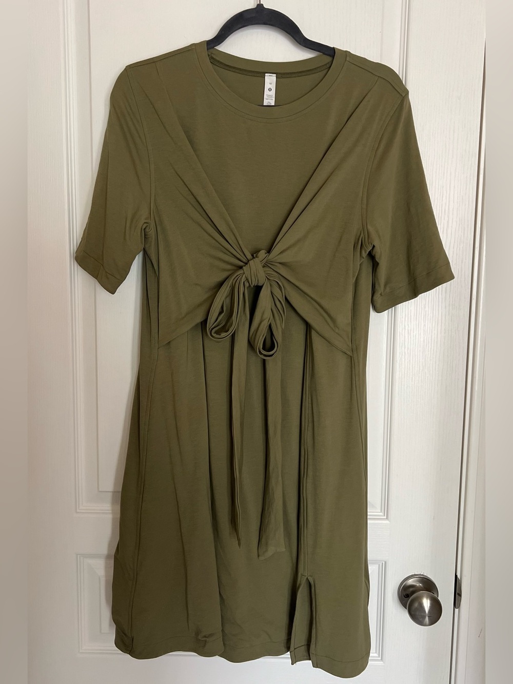 Lululemon Cotton Wrap-Front T-Shirt Dress in Bronze Green size 10